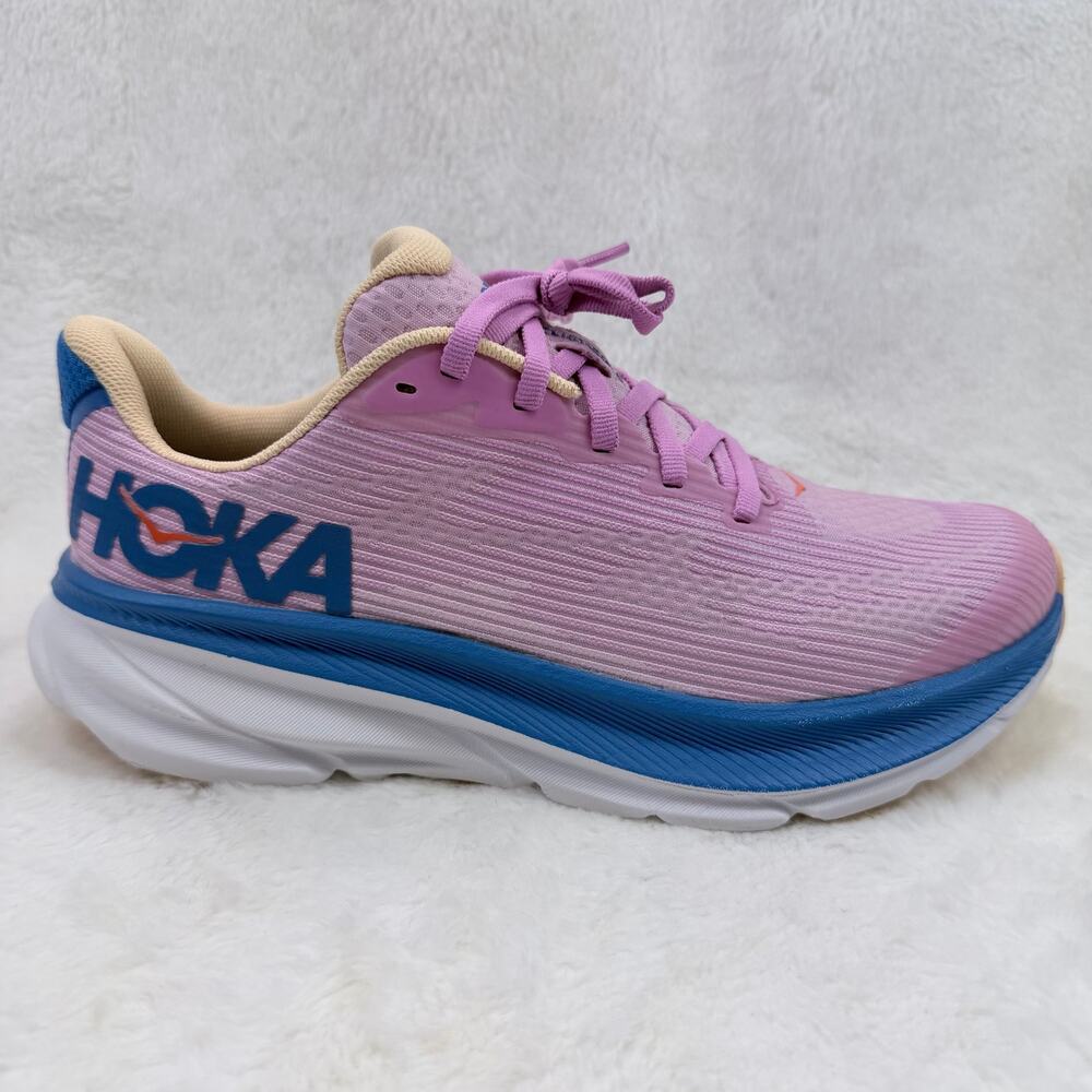 HOKA Clifton 9 Youth 5.5 Girls Running Shoes Pink Blue Womens 7 Athletic Sneaker